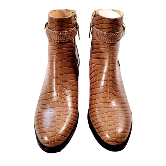 The Office Of Angela Scott Moc Croc Alligator Leather Ankle Boots 40 WIDE - Picture 11 of 16